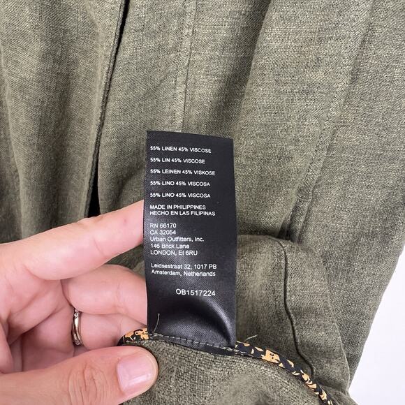 Anthropologie By Anthropologie Long-Line Vest Size Large Petite Moss Green Linen - Picture 7 of 11